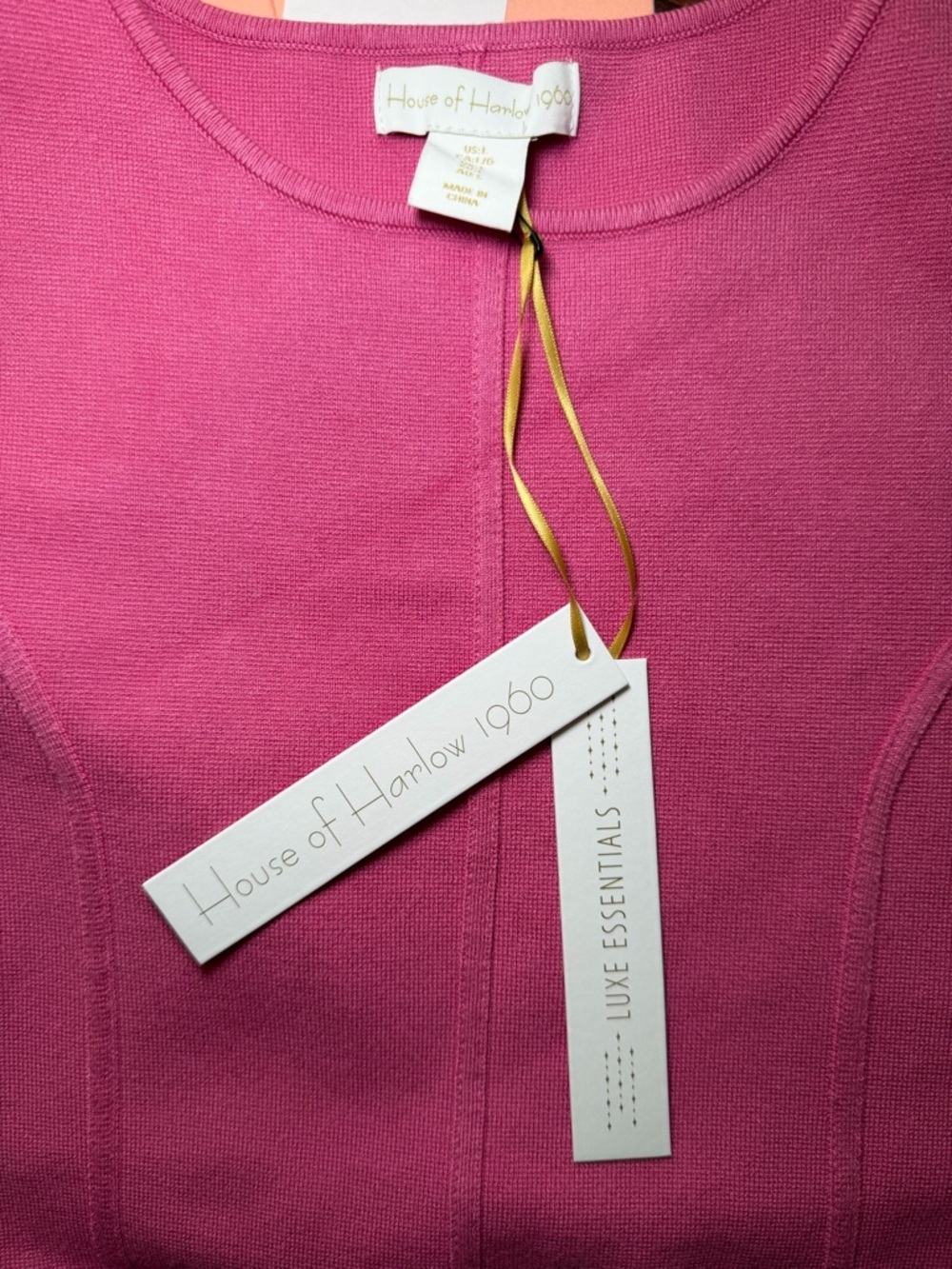 House of Harlow 1960 Barbie Pink Ribbed Knit Structured Cropped Tank Size L - Picture 6 of 7
